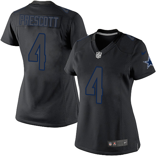 Women's Elite Dak Prescott Nike Jersey Black - #4 Impact NFL Dallas Cowboys